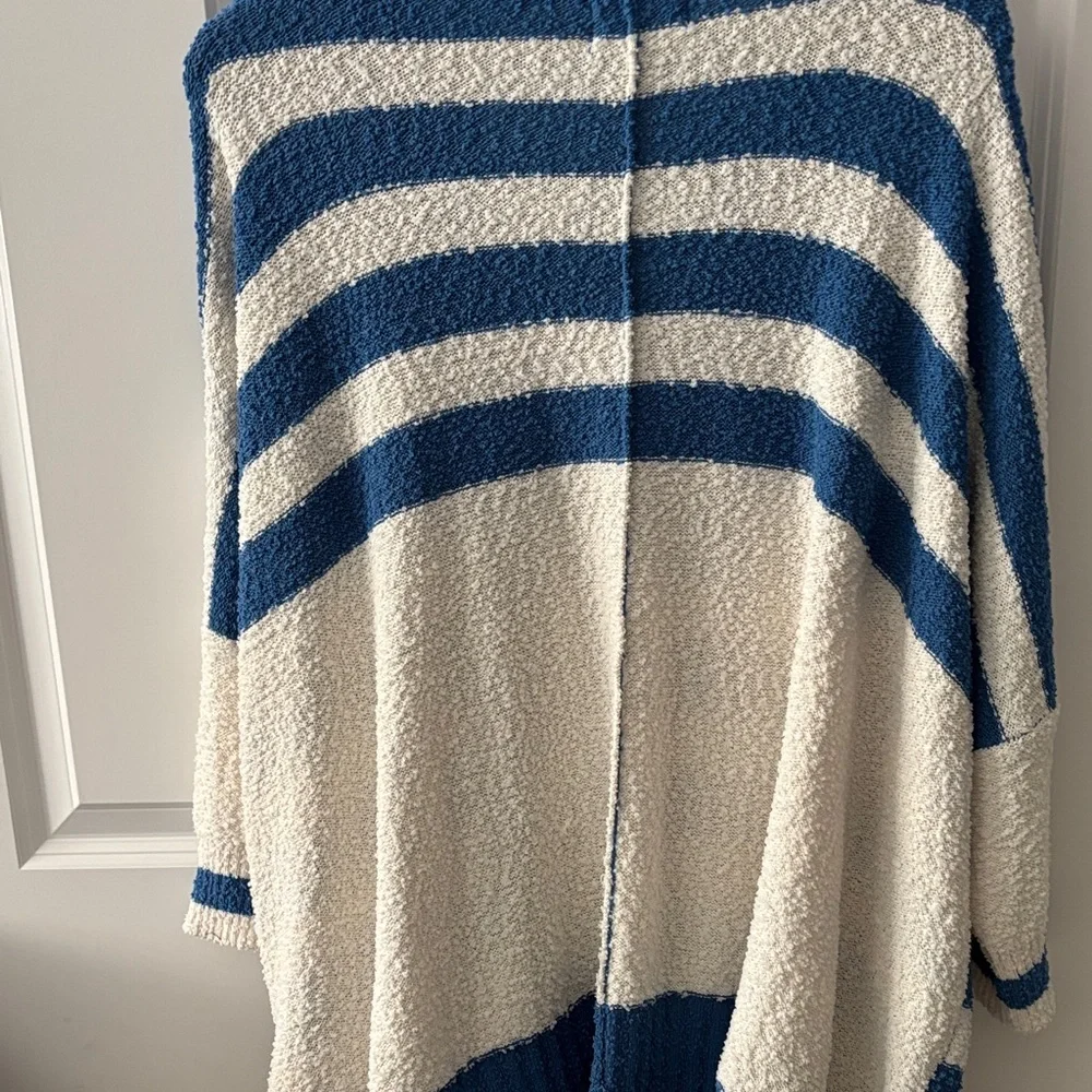 First Love Blue and White Striped Cardigan - Picture 4 of 4